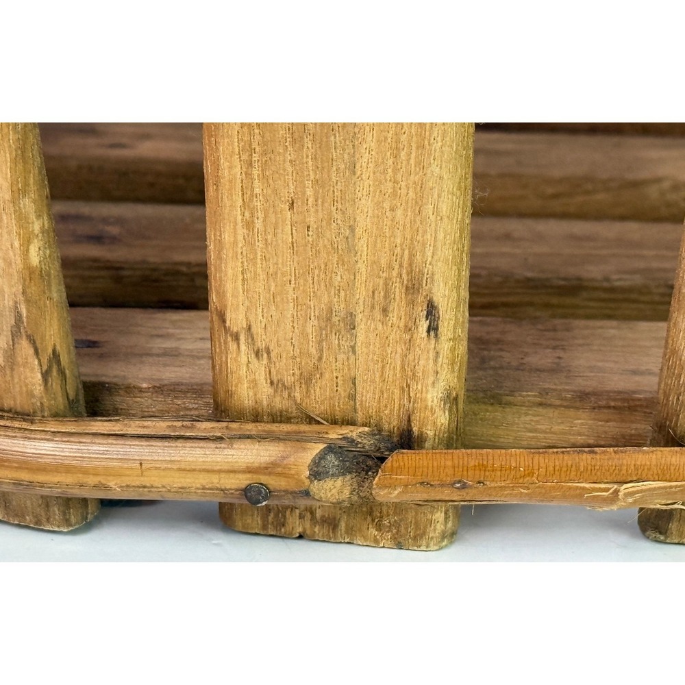Vintage Large Oval Wooden Slats & Bamboo Basket Rustic Decor Storage Cottagecore - Picture 6 of 9